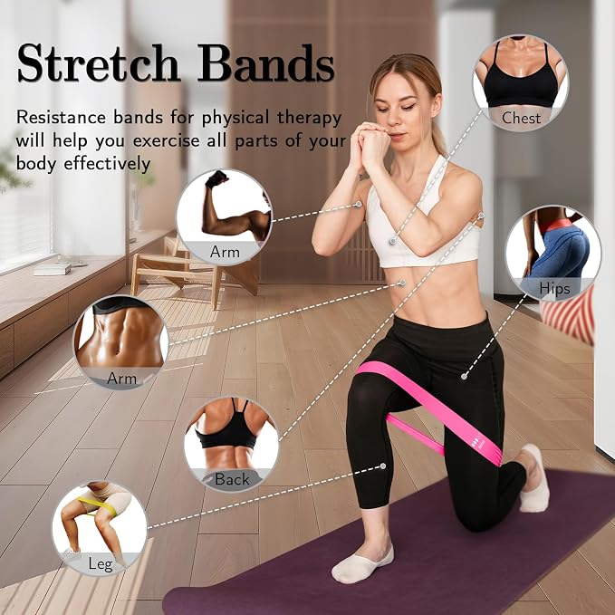 Resistance Bands for Working Out, Exercise Bands Resistance Bands Set with 5 Resistance Levels, Multi-Colored Workout Bands for Indoor & Outdoor Fitness, Leg Strength Training, Yoga