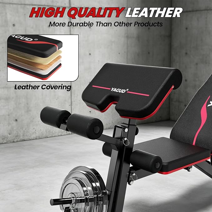 Weight Bench Press, Adjustable Workout Benches for Home Gym Dumbbell Exercise, 880 LB Stable Incline Decline Bench for Full Body Workout, 2 Sec Fast Folding Strength Training Sit up Bench