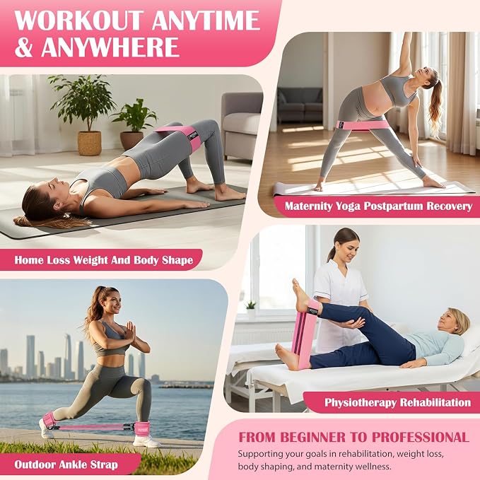 KUTIZE Ankle Resistance Bands with Cuffs & Fabric Resistance Bands Set - Legs & Glutes Workout Equipment for Women & Men, Home Gym Heavy Exercise Bands for Hip, Yoga, Strength Training, Rehab, Pilates