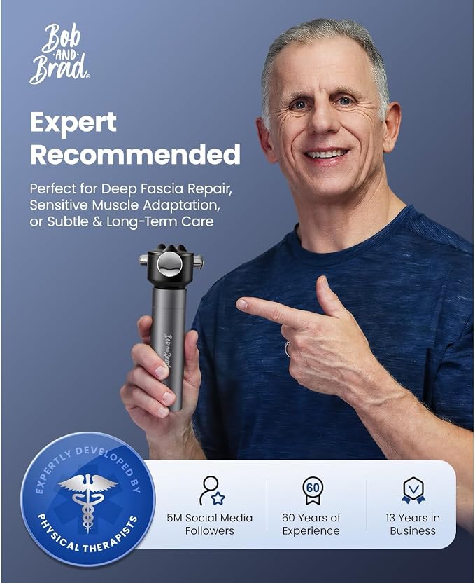 BOB AND BRAD VibeFlow Vibration Massager (Not Percussion), FSA-HSA Eligible Deep Tissue Handheld Therapy Massager Gun for Sensitive Joints, Fascia Release, Trigger Point, Full Body Relief & Recovery
