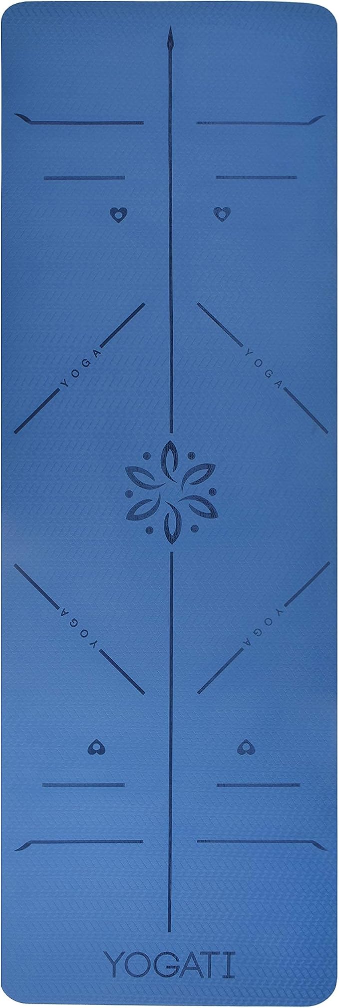 YOGATI® Yoga Mat with Strap with Alignment Lines. Home Workout Mat for Women, Men and Kids. Thick Non Slip Yoga Mat for Pilates and Fitness. Brown, Pink and Purple Yoga Mats