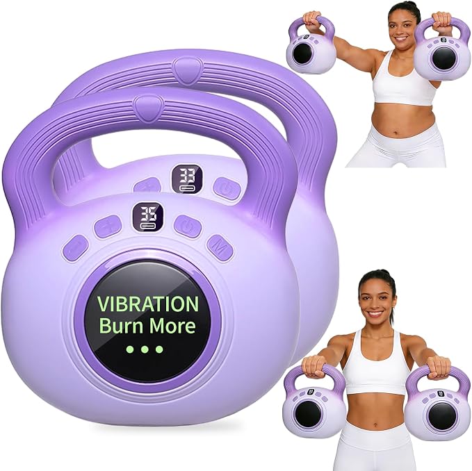 Vibration Kettlebell – 3LB Golden Weight Ideal for Women’s Fat Loss, Body Sculpting & Lymphatic Drainage – Slimming Vibration Exercise Machine for Toning, Circulation & Daily Home Workouts