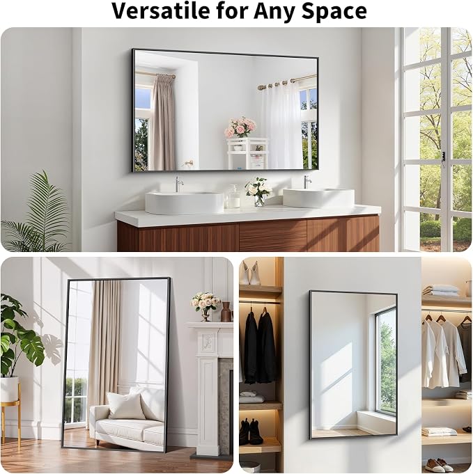 Koonmi Black Bathroom Mirror for Over Sink,Metal Framed 30"x50" Wall Mirror