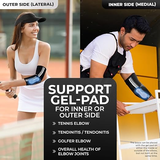 DR. BRACE® Elite Elbow Brace Support, Breathable Elbow Compression Sleeve with Gel Pad for Golfer's, Tennis Elbow & Tendonitis Treatment & Pain Relief