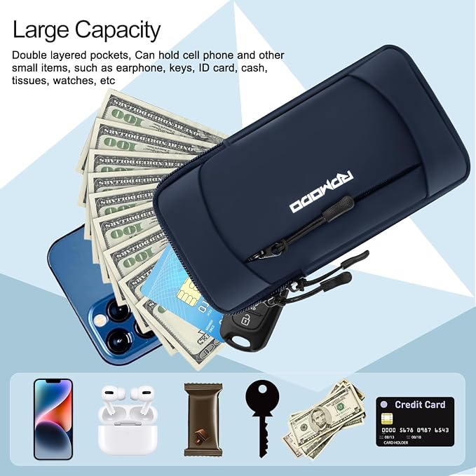 Phone Holder for Running with Adjustable Crossbody Strap, 7.5" Blue | Lightweight, Water Resistant, Running Armband Phone Holder for iPhone Pro Max Samsung, Cell Phone Holder for Walking, Unisex