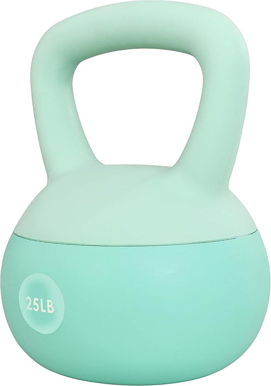 Signature Fitness Soft Kettlebells - Sea and Iron Sand Filled Weights for Women and Men - Color Coded Soft Vinyl Kettlebells, Multiple Sizes
