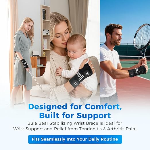 Carpal Tunnel Wrist Brace, Equipped with 3 Ergonomic Splints, Breathable Wrist Support for Men & Women, Night & Work Support, Pain Relief, Tendonitis, Sprain, Rigid Hand Brace for Arthritis (Right Hand, Black/White, Medium)