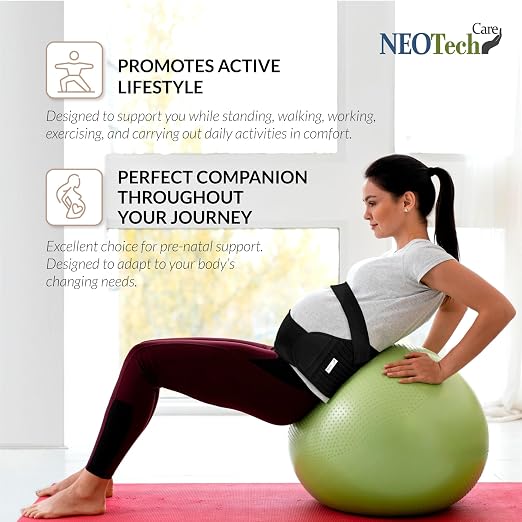 NeoTech Care Pregnancy Belly Band, Maternity Belt, for Pregnancy Belly Support, Back/Pelvic Support (Size XXL, Black Color)