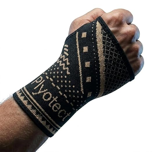 2 Pack Copper Wrist Compression Sleeve for Men and Women | Wrist Brace for Carpal Tunnel, Tendonitis, Arthritis. Breathable Left Right Hand Support for Work, Sleeping,Typing
