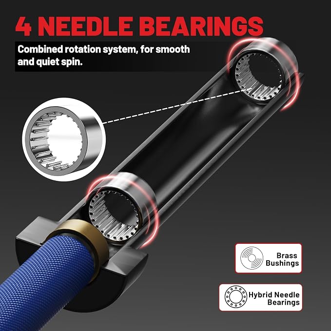 PAPABABE 7ft Barbell 45lb Olympic Barbell 1000/1500lbs Capacity Home Gym | 7ft 45lb 2" Olympic Barbell, 1000/1500lbs Capacity, Hybrid Needle Bearings & Bushings for Squat Curl Deadlift