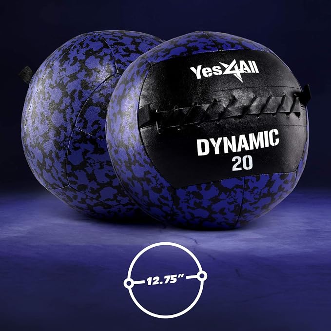 Yes4All Wall Ball, Soft Leather Weighted Iron Sand Ball for Dynamic Multifunctional Exercise, 6 LB - 30 LB