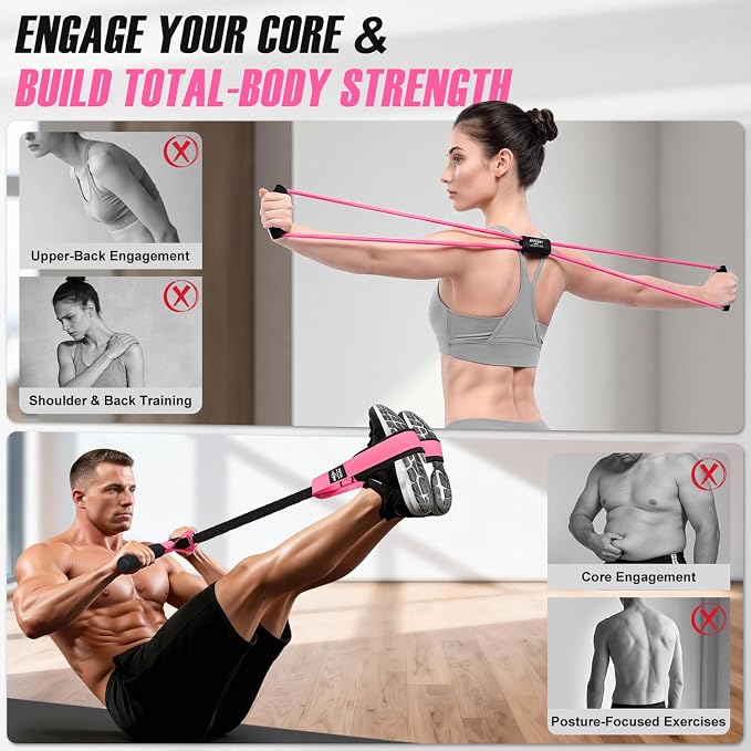 Upgraded Durable Pedal Resistance Band with Handle and Figure 8 Resistance Band Set, Stretch Bands for Exercise, Full Body Workout Equipment for Core Abs Waist Arms Back Stretching Training