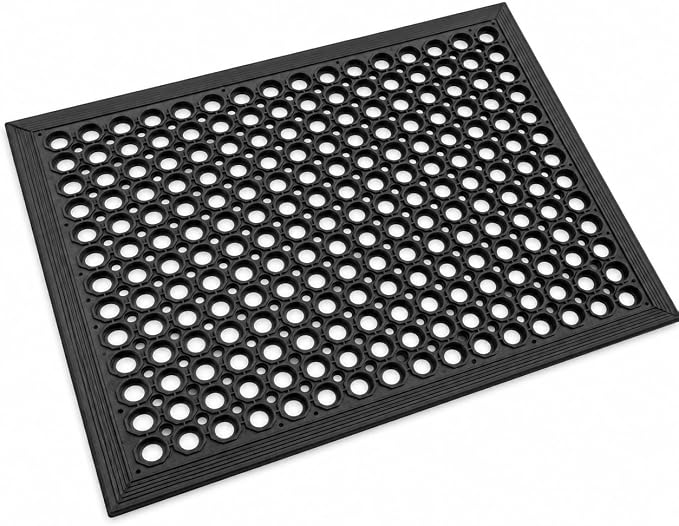 UNIMAT-Anti-Fatigue Outdoor Rubber Drainage with Non-Slip Backing Heavy Duty Mat for Restaurant Industrial Use-3'x 5' Black Mat-Ideal Bar Accessory | Non-Slip Backing, Heavy Duty, Restaurant Industrial Use, Ideal Bar Accessory