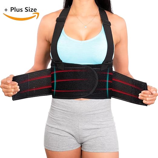 Plus Size Back Brace for Men Lower Back Heavy Lifting with Suspenders, Back Support Belt for Work, Lower Back Brace with Lumbar Support for Back Pain Relief, Construction Warehouse Moving Belt, 4XL