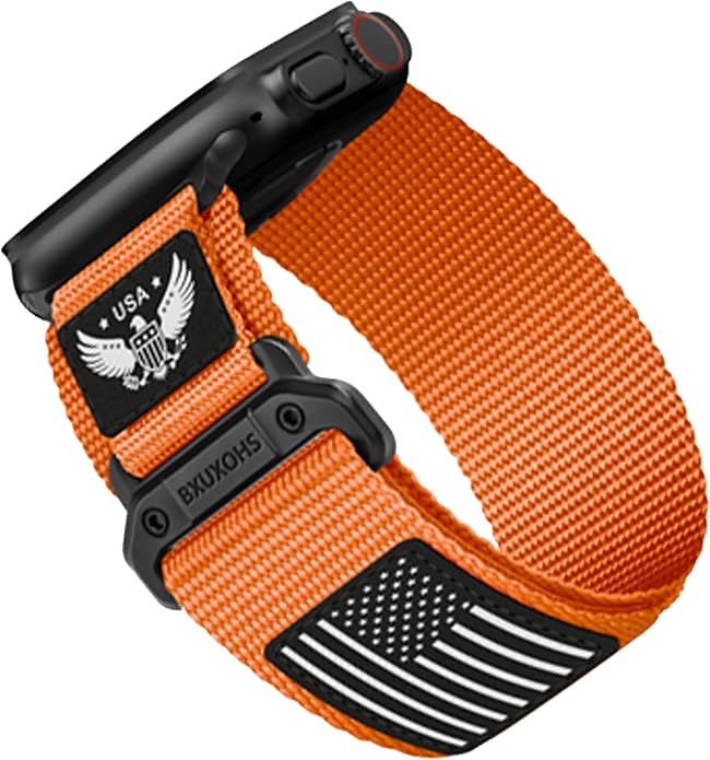 Rugged Nylon- Compatible with Apple Watch Ultra 3/ Ultra 2 Band 49mm Men,Tactical Soft Woven Stars- Stripes Flag Sport Strap for iWatch Bands 46mm 45mm 44mm 42mm Series 11 10 9 8 7 6 5 4 3 2 1 Se