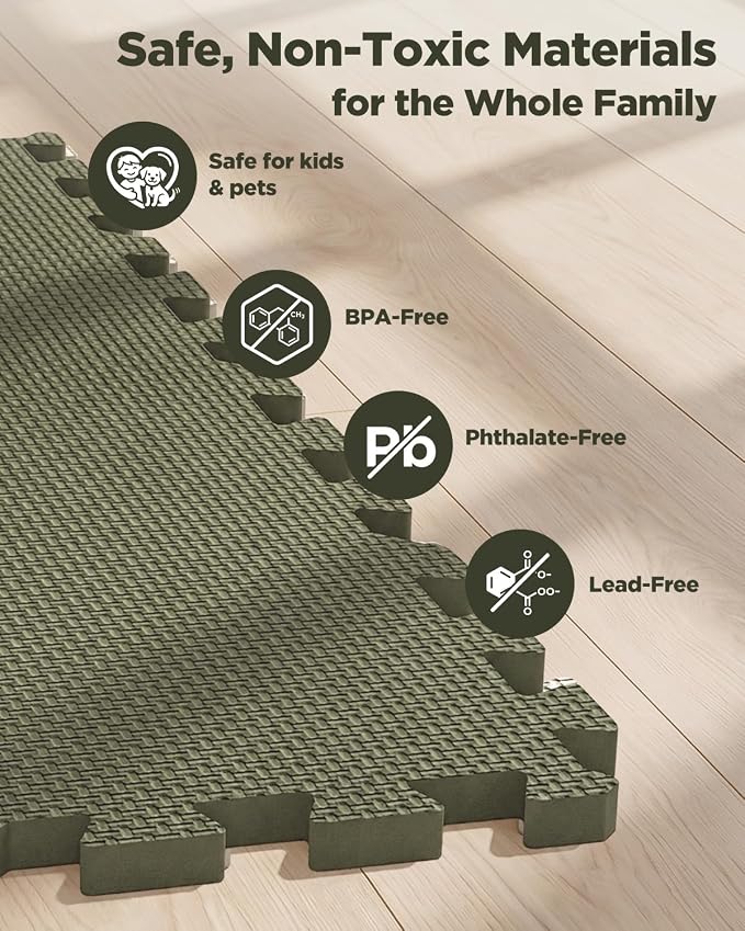 1/2" Thick 16 Pcs 64 Sq Ft EVA Foam Puzzle Exercise Mats, High-Density Interlocking Foam Floor Tiles for Home Gym, Gym Mat for Workout Equipment & Direct Exercise, Floor Padding for Kids