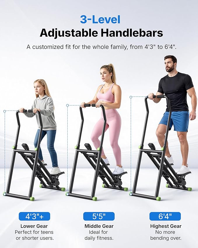 MERACH Stair Stepper with Adjustable Resistance, Foldable Stair Climber | Multi-Level Resistance, 3 Adjustable Angles, Stable Triangle Design, 300 lbs Capacity, Foldable Stair Climber, LCD Monitor