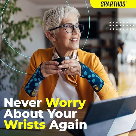 Sparthos Wrist Compression Sleeves (Pair), Carpal Tunnel Brace - Blue-SM