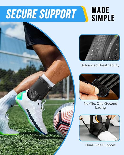 Ankle Brace for Sprained Ankle, Quick Lace-Up Ankle Support | Auto-Shaped Pads,Breathable Adjustable Compression for Women Men, Fits in Shoes for Sports, Work & Injury Recovery M