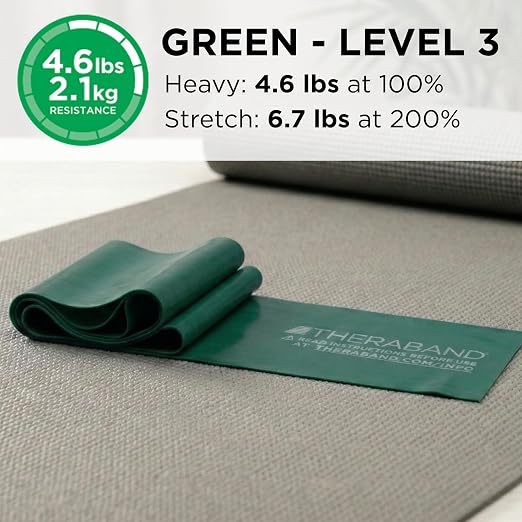 THERABAND Professional Latex Resistance, Workout Band, Exercise, 6', Green