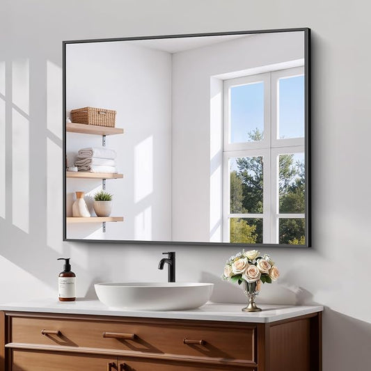 Koonmi Black Bathroom Mirror for Over Sink,Metal Framed 30"x36" Wall Mirror