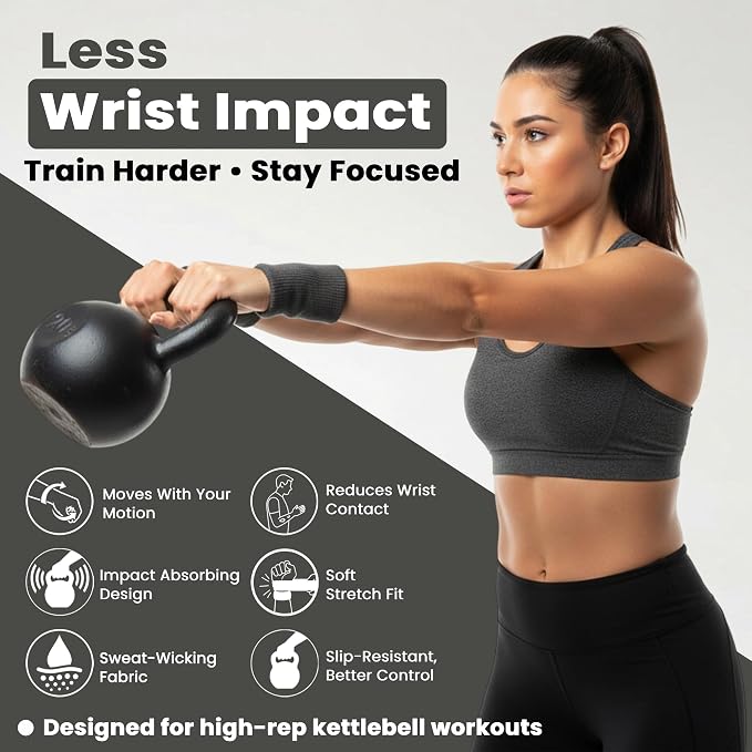 Kettlebell Wrist & Forearm Guards | Impact-Absorbing Wristbands for Kettlebell Training | Protects from Bruises | Breathable & Sweat-Wicking | Unisex Stretch Fit | One Size Fits All (Pair)