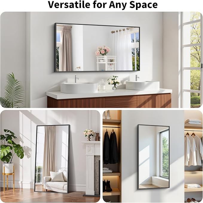 Koonmi Black Bathroom Mirror for Over Sink,Metal Framed 24"x48" Wall Mirror