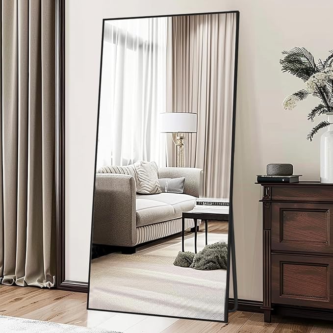 LFT HUIMEI2Y 76"x34" Full Length Mirror, Black Floor Mirror | Tempered Oversized Mirror Full Body with Aluminum Alloy Frame; Standing, Leaning, or Wall Mount for Bedroom, Living Room