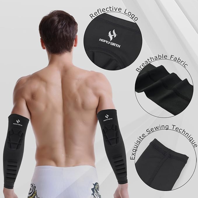 2PCS Padded Elbow Forearm Sleeves Compression Arm Protective Support