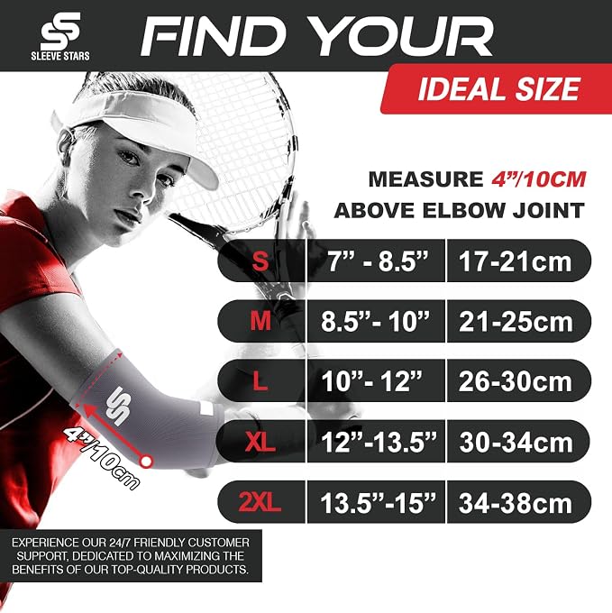 Sleeve Stars Elbow Sleeve for Pain Relief & Protection - Elbow Compression Sleeve for Women & Men - Supportive Elbow Brace for Tendonitis, Recovery & Ideal for Sports, Work