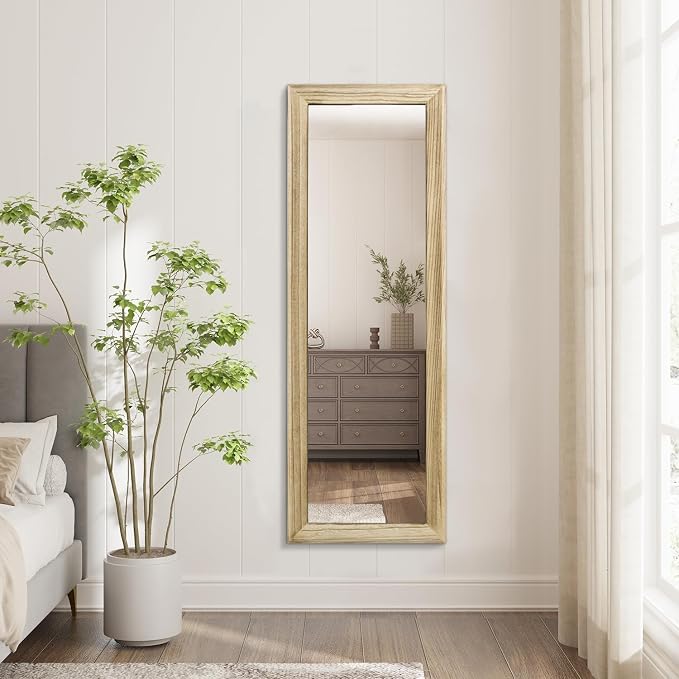 AAZZKANG Full Length Door Mirror Wooden Frame Large Mirrors for Wall 43"x14" Rectangular for Bedroom Living Room Bathroom Dressing Room Entryway