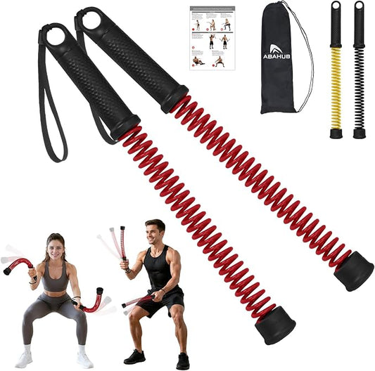 Abahub Weighted Ropeless Battle Rope, Portable Silent Cordless Battle Ropes, Space Saving Home Gym No Battle Ropes with Storage Bag, 2PCS Red - Set B