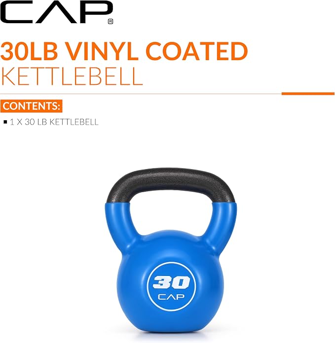 CAP Vinyl Coated Cast Iron Kettlebell, 10-50 LB Home Gym Weight