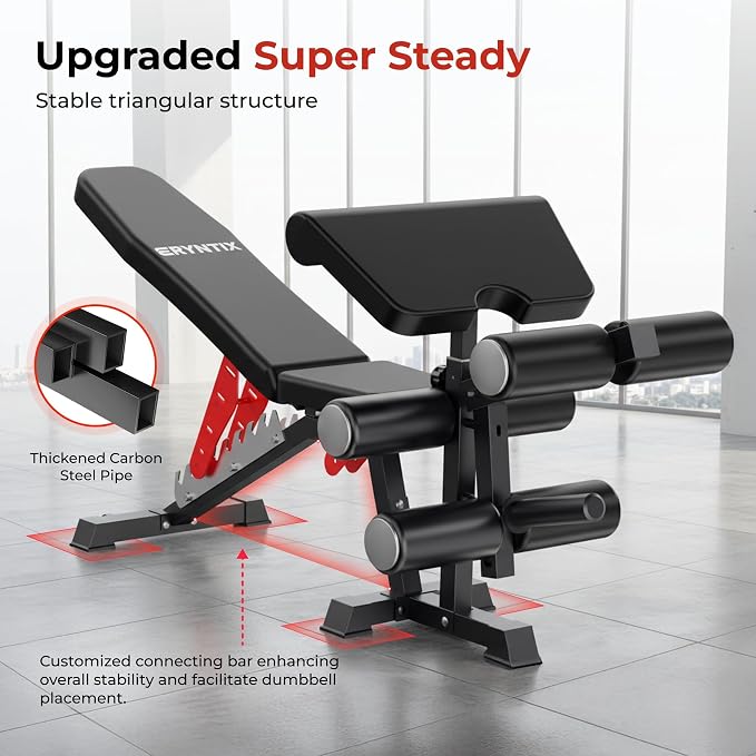 Adjustable Weight Bench,Foldable Pro Heavy-Duty Workout Bench | 1600LBS Bench Press 21-Position Multifunctional Weight Bench with Leg Extension,Iscc Plus Certified for Home Gym