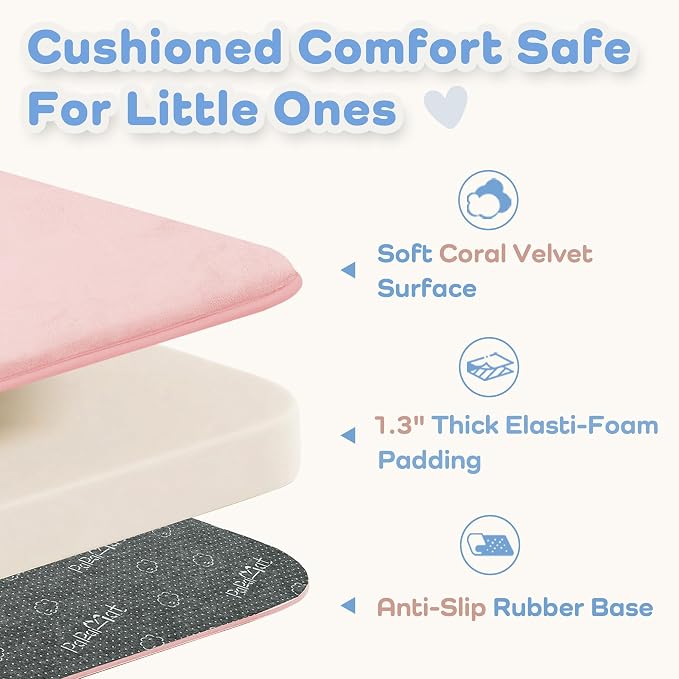 1.3" Thick Baby Floor Play Mat 50x50 Padded Foam Mat for Kids, Pink | Memory Mat for Baby to Play on Floor Waterproof Easy Care with Non-Slip Tummy Time Play Mat for Nursery Playroom Classroom