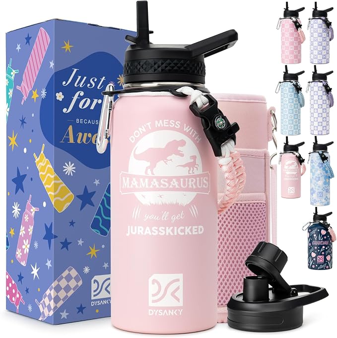 DYSANKY Mother's Water Bottle Gift– Insulated Stainless Steel Bottle with Carrier Bag, Strap & Gift Box – BPA-Free – Ideal for Hiking, Camping & Travel 32 oz