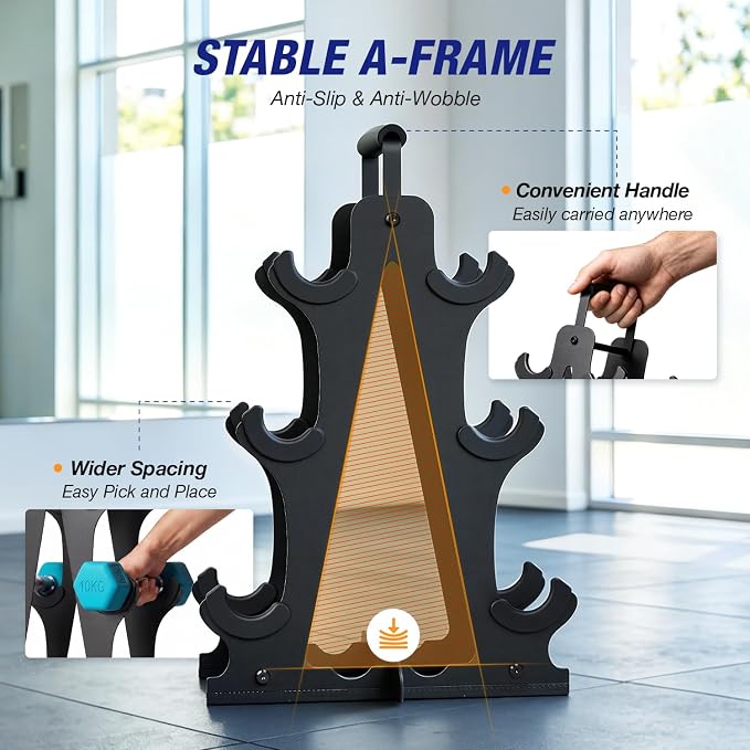 Ghosthorn Tiered A-Frame Dumbbell Rack Stand for Home Gym Space Saving | Heavy Duty Weight Storage Racks for Home Gym,Stable Space Saving Small Dumbbell Rack Hold 4/5 Pairs of Dumbbells (Rack Only)