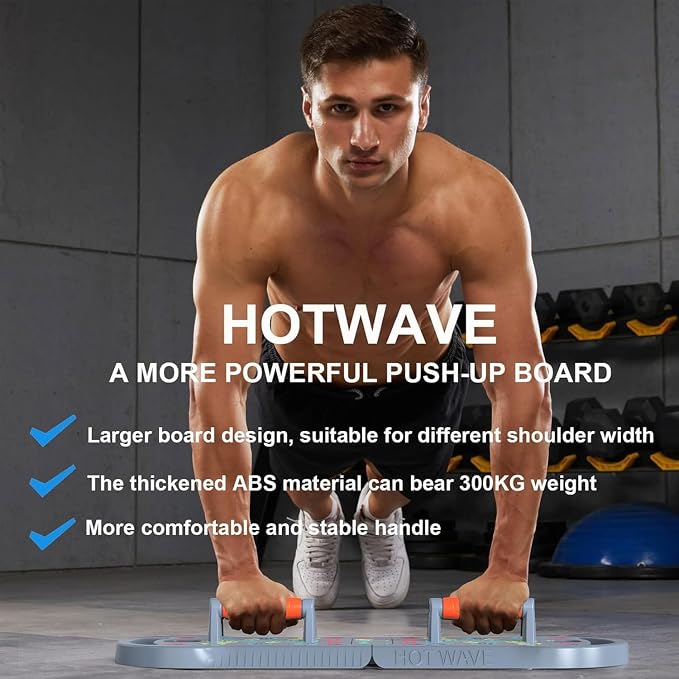 HOTWAVE Push Up Board, Portable PushUp Board, Foldable 20 in 1 Push Up Bar | Multifunctional Pushup Handles for Floor, Professional Strength Training Equipment For Men and Women at Home Gym
