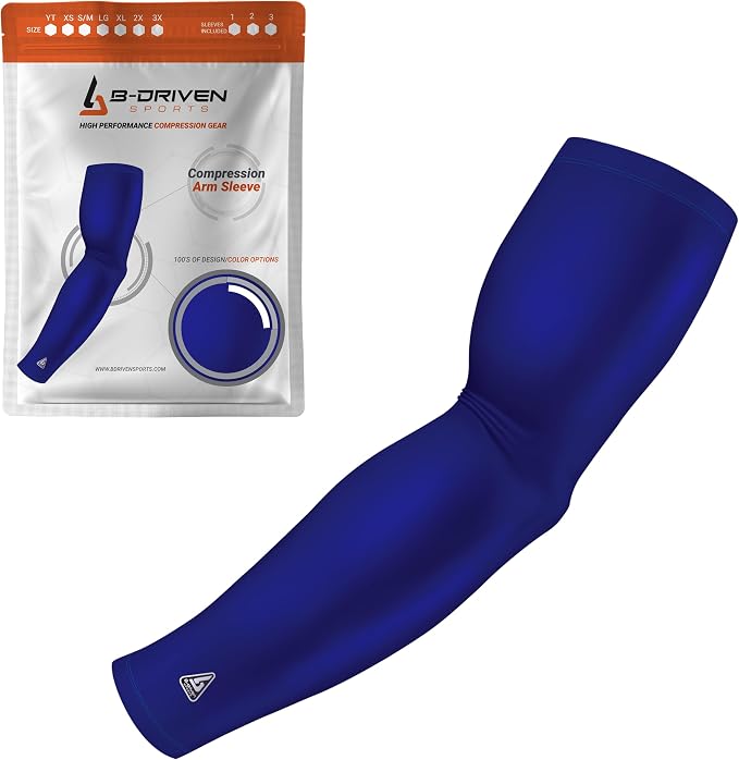 Pro-Fit Compression Arm Sleeve for Men, Women & Youth, Volleyball Baseball Basketball Weightlifting - Single