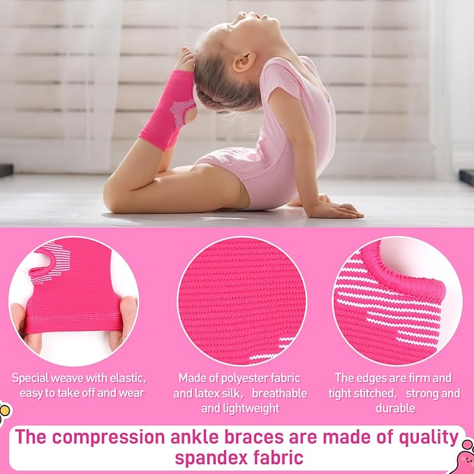Tarpop 2 Pairs Kids Ankle Brace Set Foot Ankle Support Kids Ankles Sleeve Compression Socks Knitted Fitness Stabilizer Wrap Protector Knitted Child Sleeve Support for Injury Prevention Jogging Running