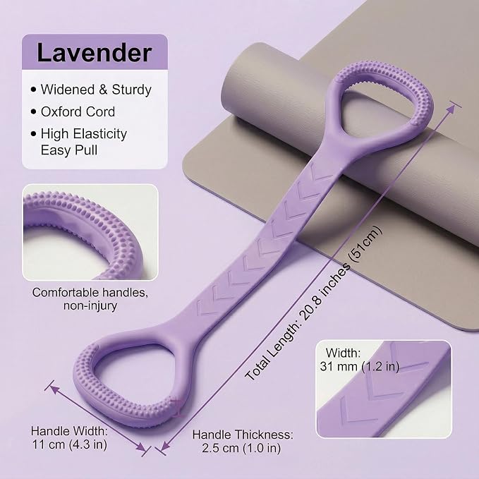 Figure 8 Resistance Bands with Handles, Silicone Exercise Bands for Yoga Pilates Stretching, Portable Home Workout Equipment for Arm Back Shoulder Training, Fitness Band for Women Men
