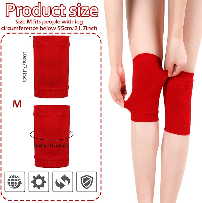 Geyoga 4 Pairs Knee Warmers for Women Men Breathable Leg Warmers Knee Brace Pad Leg Compression Sleeve for Cycling Running(Gray, Black, Red, Peacock Blue,Medium)