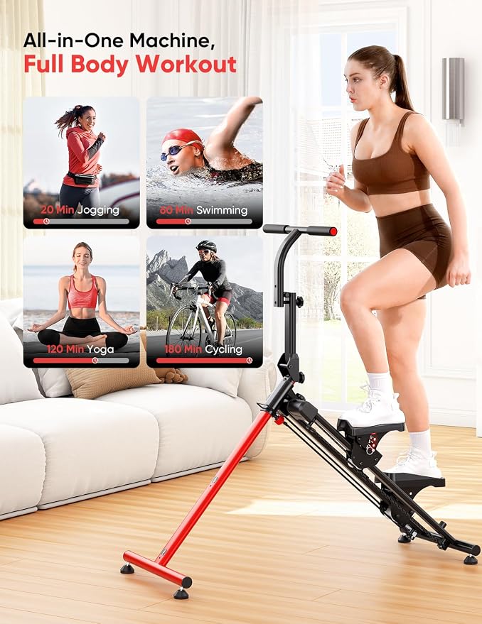 YOLEO Adjustable Resistance Stair Steppers for Exercise at Home, Folding Cardio Stairmaster with 3 Workout Modes & Oversized Pedal,90% Pre-Assembled Stair Climber with Handlebar for Full Body Workout