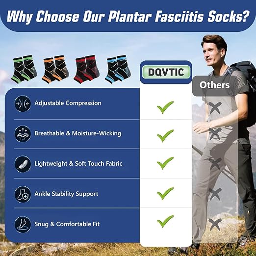 Plantar Fasciitis Socks for Sprained Ankle Support, Compression Socks with Adjustable Strap for Plantar Fasciitis Relief, Ankle Brace Sleeve for Women & Men, Achilles Tendonitis Pain Relief(Orange-M)
