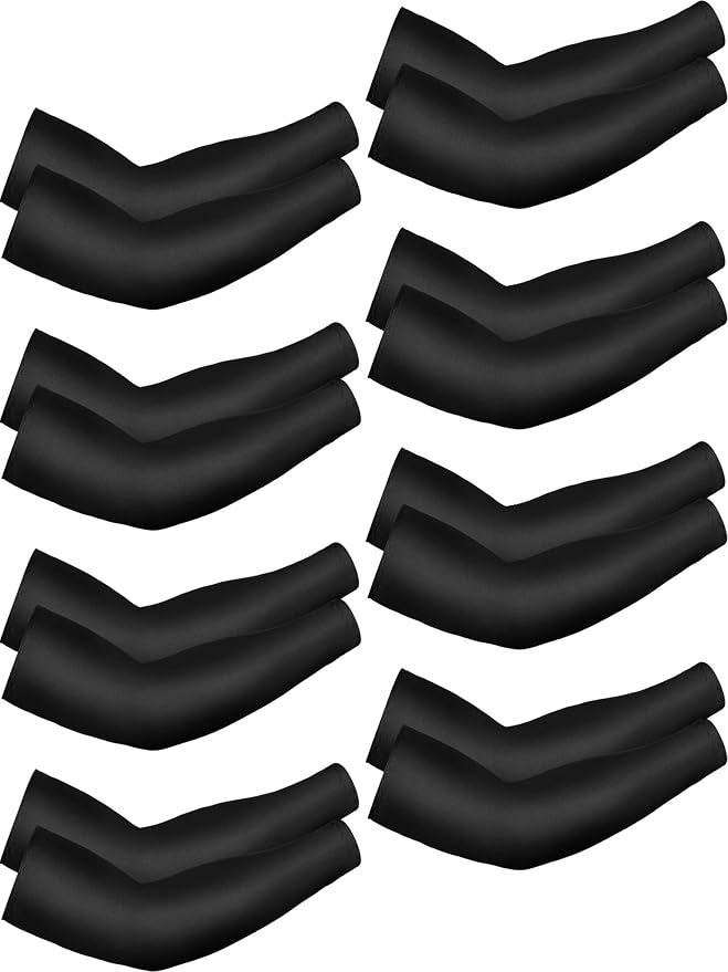 Mudder 8 Pairs UV Sun Protection Cooling Arm Sleeves for Men Women Youth Silk Compression Arm Cover Breathable Outdoors Sport