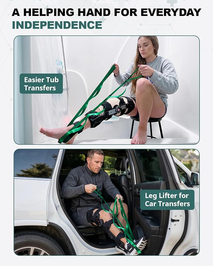 Trideer Non-Elastic Stretching Strap with Loops for Physical Therapy & Rehab, Knee Hip Leg ROM Post-Surgery, Yoga Strap for Stretching, Leg Lifter Strap Mobility Aid, Hamstring Calf Back