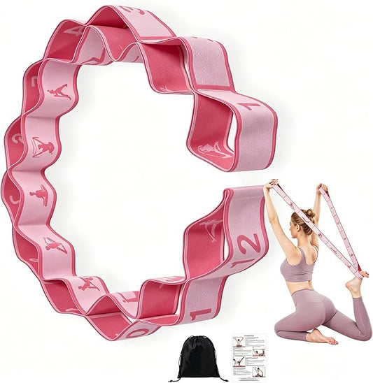 Fabric Exercise Straps, Number Stretch Resistance Bands with 10/12 Loops | Stretching Strap for Exercise, Physical Therapy, Rehab & Flexibility, Home Gym Equipment for Yoga, Pilates, Dance, Gymnastics