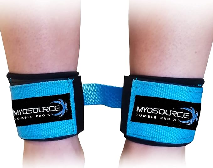 Tumble Pro X Ankle Straps Kit – Cheerleading Standing Tumbling Equipment, Gymnastics Backhandspring Trainer – Includes Flexibility Stunt Stretch Strap – Blue, Pink, Purple