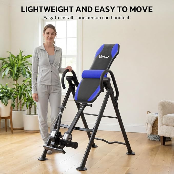 YOLEO Gravity Inversion Table for Back Pain Relief 2026 New Inversion Table w/Lumbar Support Easy to Assemble Back Stretcher Machine 300 lbs