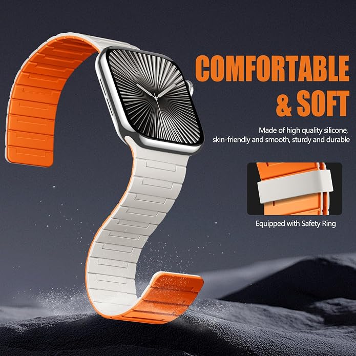 SNBLK Magnetic Watchband Compatible with Apple Watch for Men 44mm 45mm 46mm 49mm 42mm 41mm 40mm 38mm Women, Silicone Sport Strong Magnet Strap for iWatch Series 11 Ultra 3 Ultra 2 Se 10 9 8 7 6 5 4 1